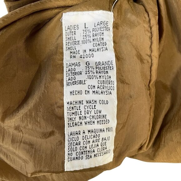 Ladies Sherpa Fleece Jacket L Tan And Olive Oversized Snap Button Coat - Picture 3 of 12